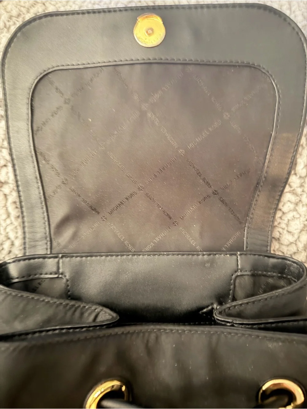 MICHAEL KORS Black Nylon Backpack with Gold-Tone Hardware